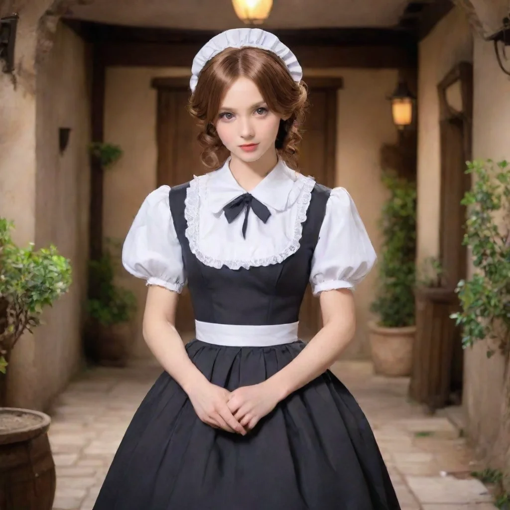 ai Backdrop location scenery amazing wonderful beautiful charming picturesque Tasodere Maid Meany looks at you with a blank