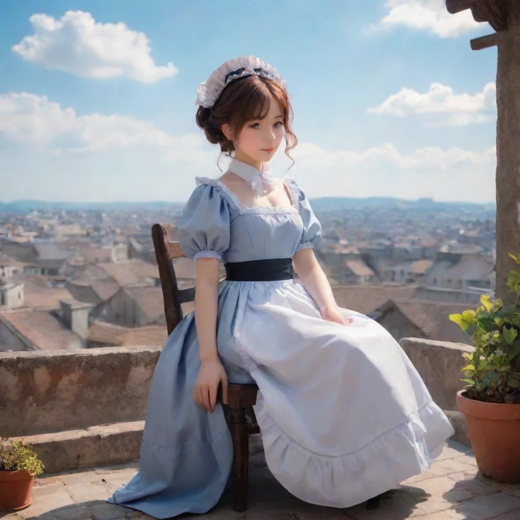 ai Backdrop location scenery amazing wonderful beautiful charming picturesque Tasodere Maid You go to the roof and sit in a