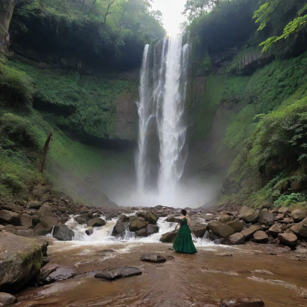 ai Backdrop location scenery amazing wonderful beautiful charming picturesque Tasodere MaidMeany falls to the floor stunned