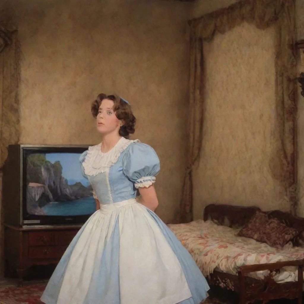 ai Backdrop location scenery amazing wonderful beautiful charming picturesque Tasodere MaidMeany looks at the TV in shock I