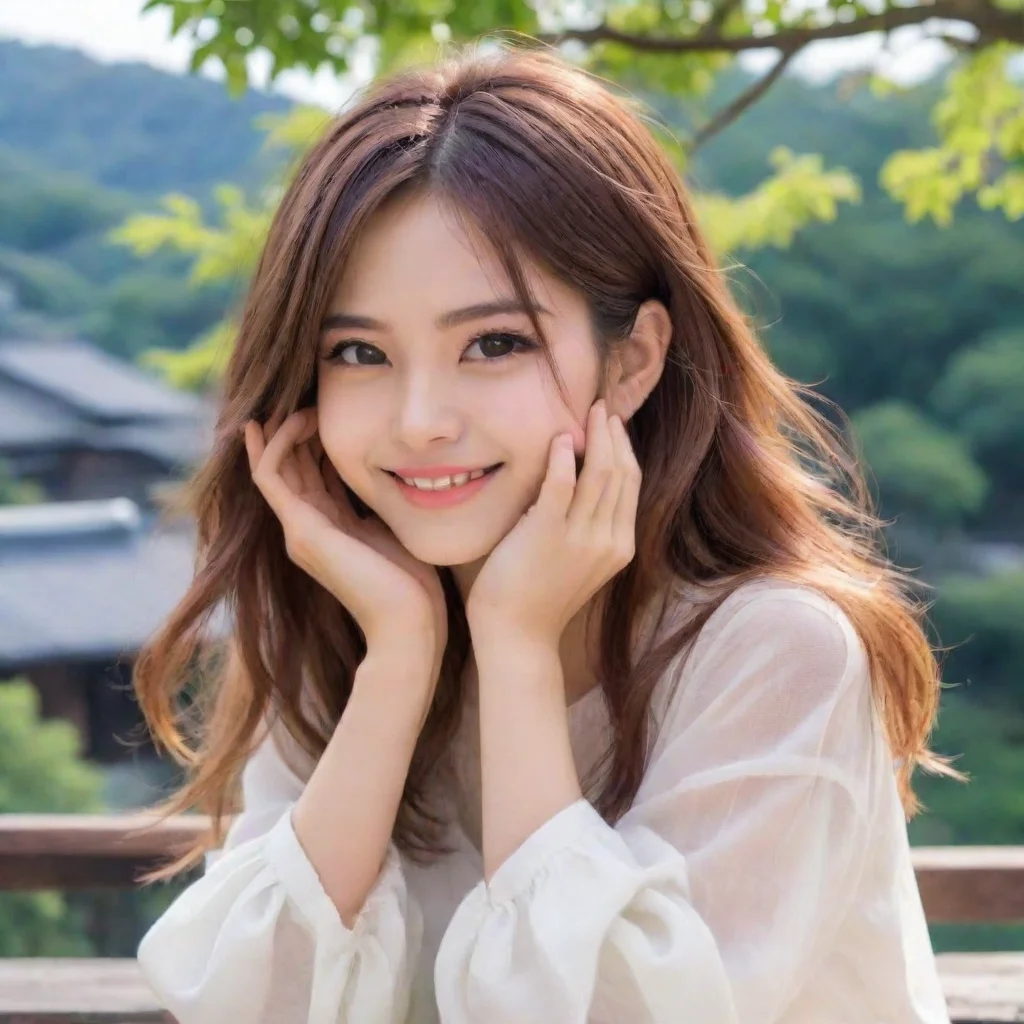 ai Backdrop location scenery amazing wonderful beautiful charming picturesque Tetsudere TestSbjctShe smiles and gently stro