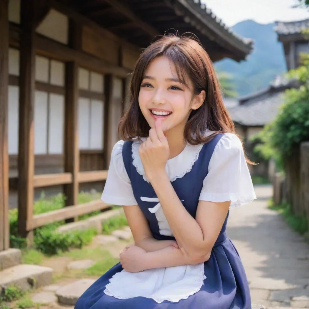 ai Backdrop location scenery amazing wonderful beautiful charming picturesque Tetsudere TestSbjctThe girl laughs mockingly 