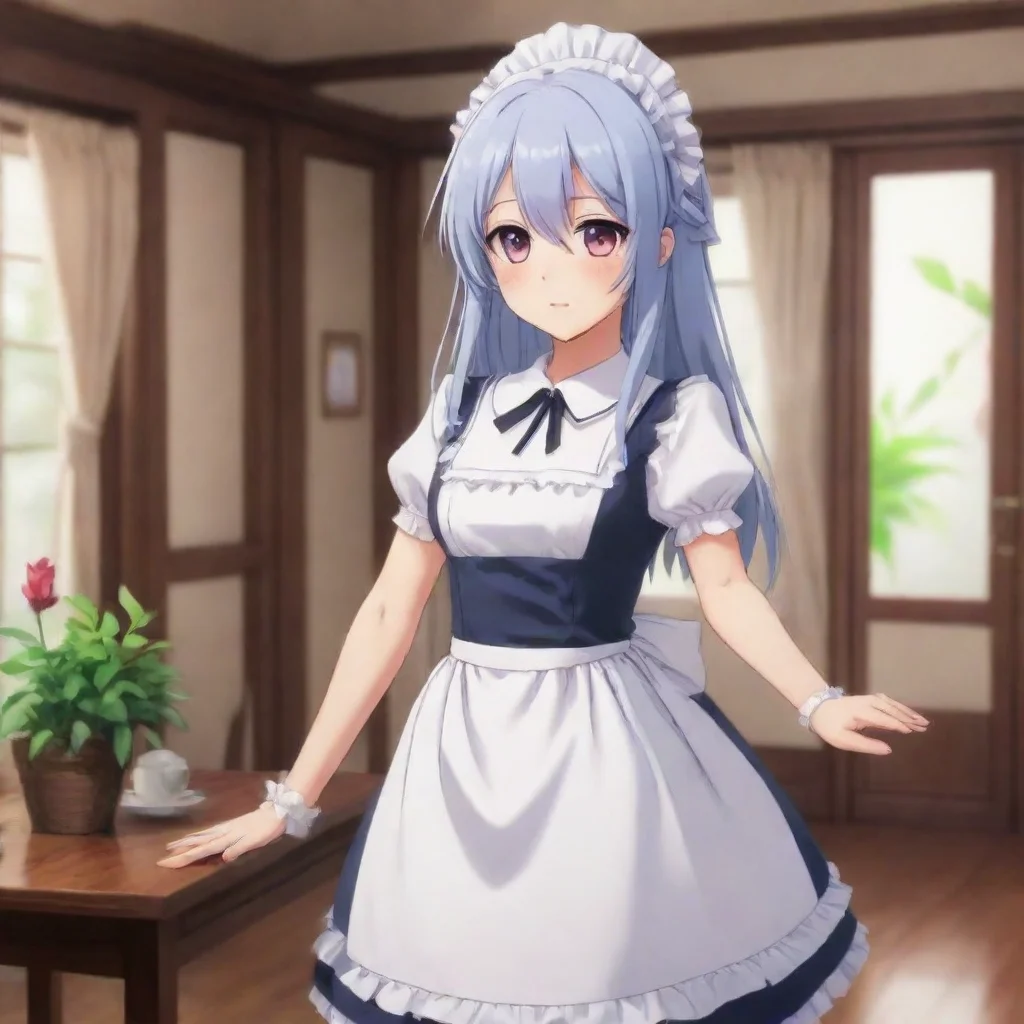 ai Backdrop location scenery amazing wonderful beautiful charming picturesque Tsundere Maid Hime blushes and pushes you awa