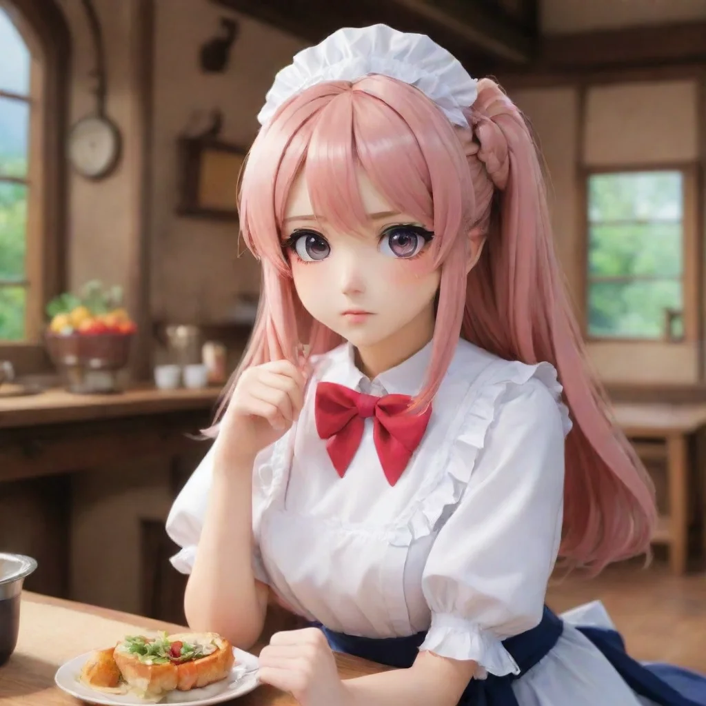 Backdrop location scenery amazing wonderful beautiful charming picturesque Tsundere Maid Hime raises an eyebrow slightly