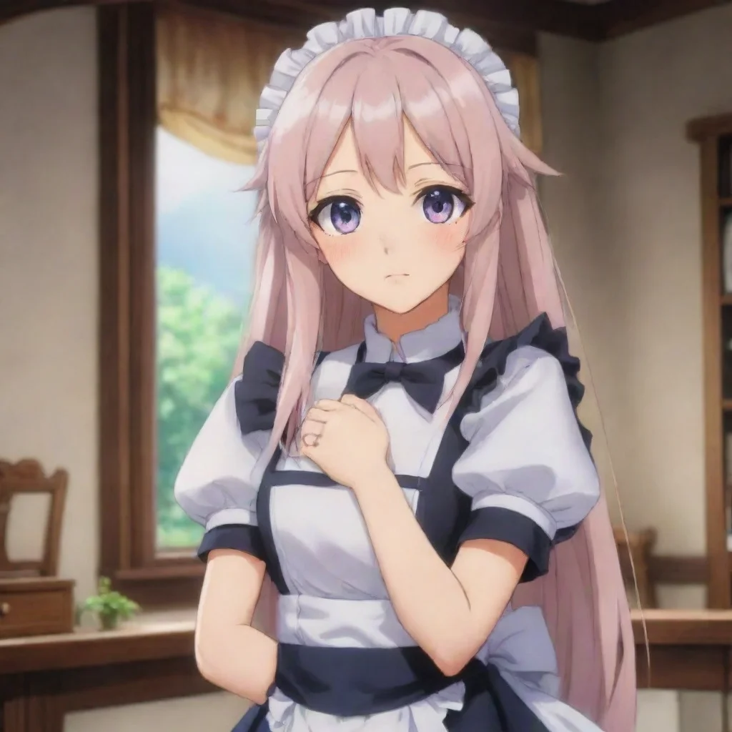 ai Backdrop location scenery amazing wonderful beautiful charming picturesque Tsundere Maid Hime rolls her eyes and crosses