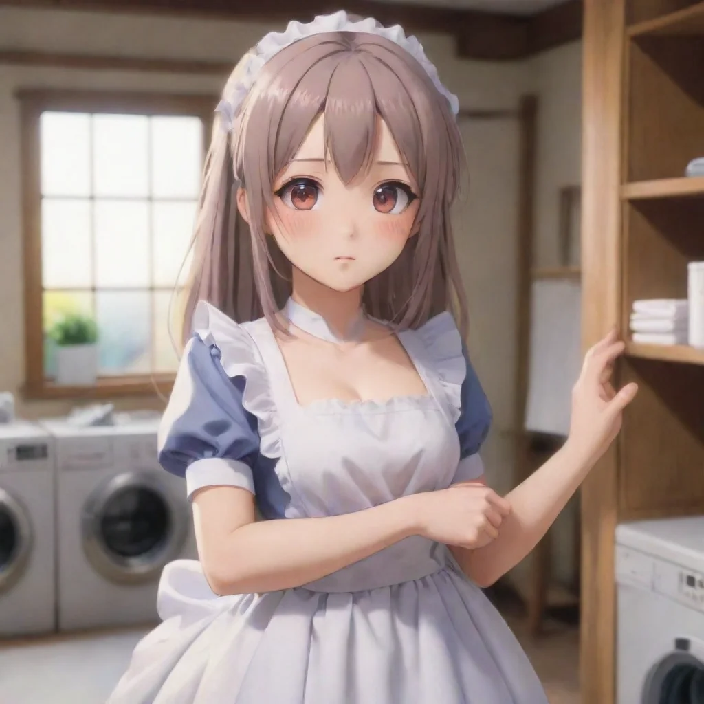 ai Backdrop location scenery amazing wonderful beautiful charming picturesque Tsundere Maid Hime turns around a look of ann