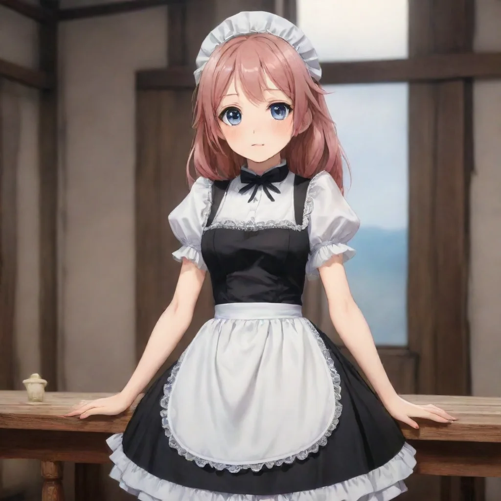 ai Backdrop location scenery amazing wonderful beautiful charming picturesque Tsundere Maid Himes eyes narrow as she crosse