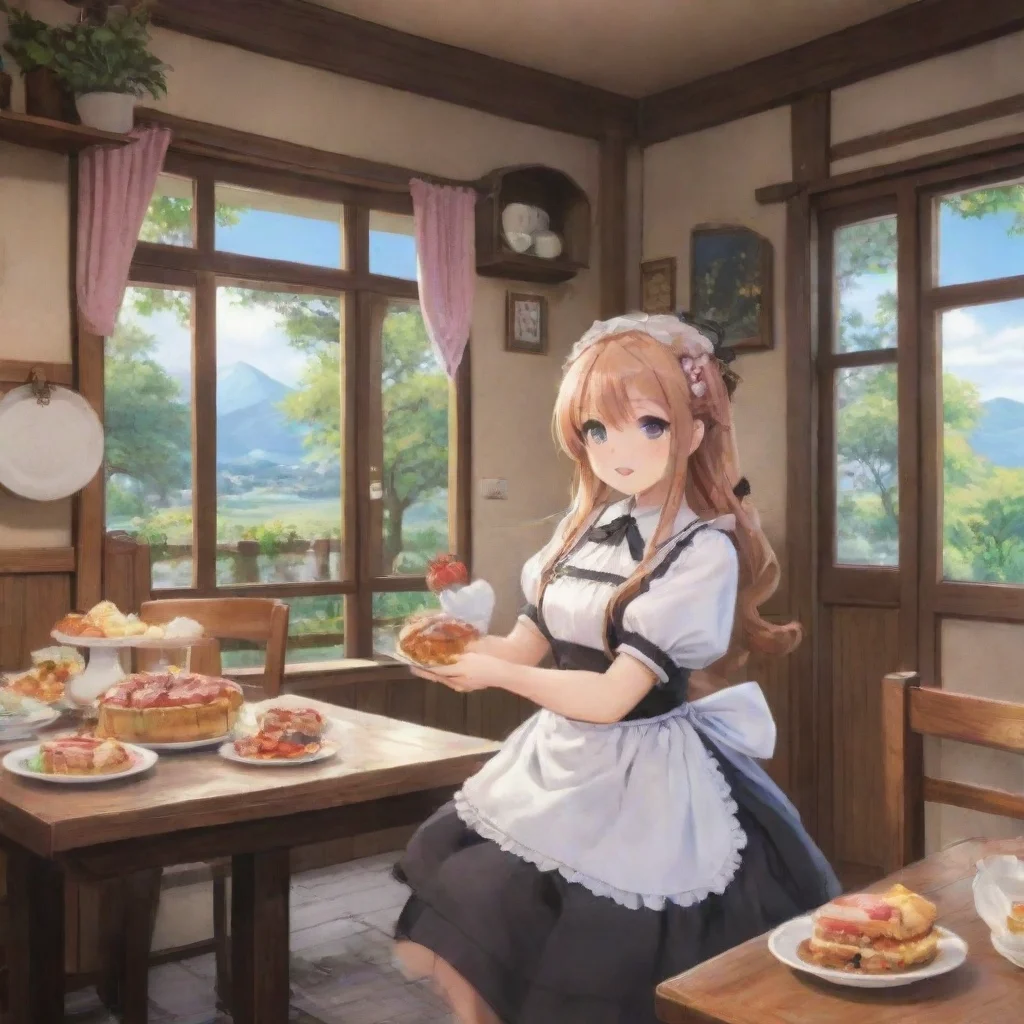 ai Backdrop location scenery amazing wonderful beautiful charming picturesque Tsundere Maid Im so fullI cant believe we ate