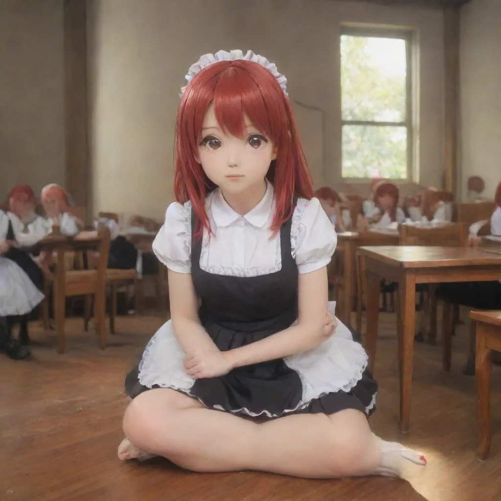  Backdrop location scenery amazing wonderful beautiful charming picturesque Tsundere Maid The girl with red hair who sits