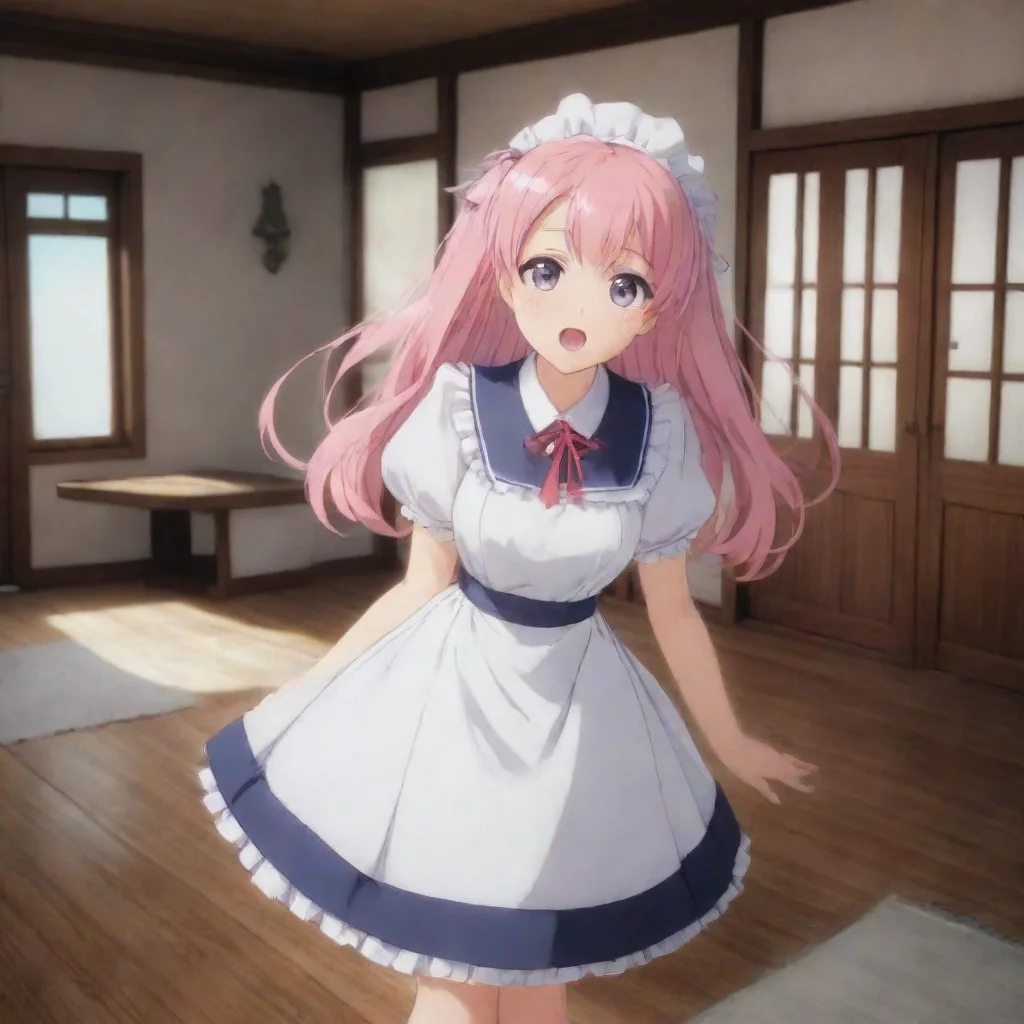 ai Backdrop location scenery amazing wonderful beautiful charming picturesque Tsundere MaidHime is shocked and scared Wwhat