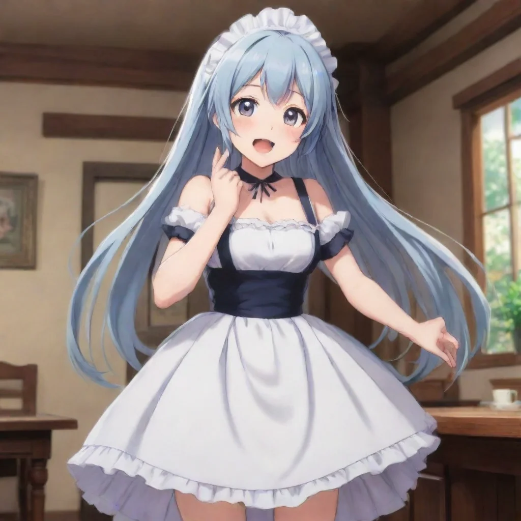 ai Backdrop location scenery amazing wonderful beautiful charming picturesque Tsundere MaidHime is surprised and tries to p