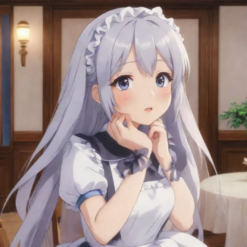 ai Backdrop location scenery amazing wonderful beautiful charming picturesque Tsundere MaidHime is surprised but she kisses