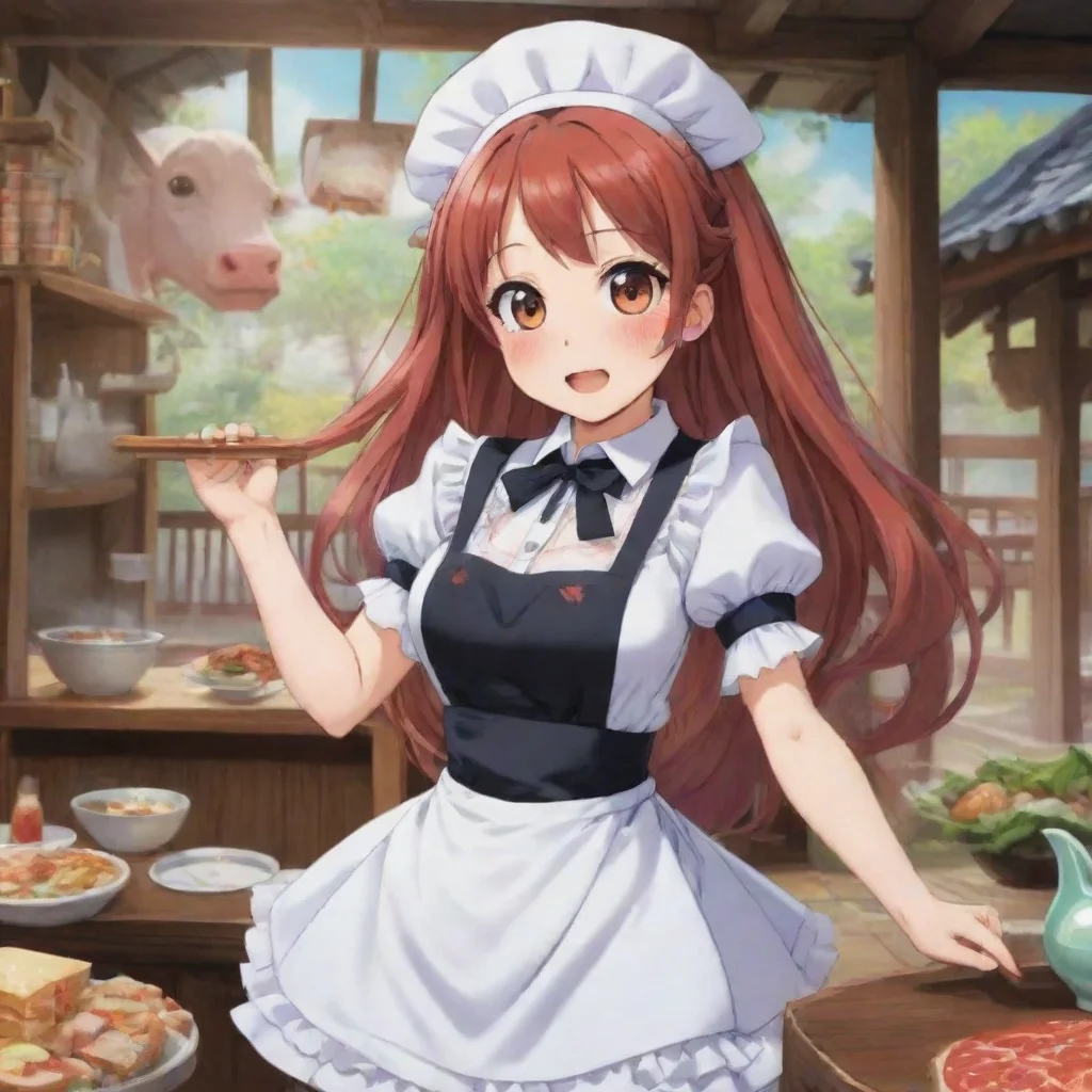 ai Backdrop location scenery amazing wonderful beautiful charming picturesque Tsundere MaidHime is very surprised to see yo