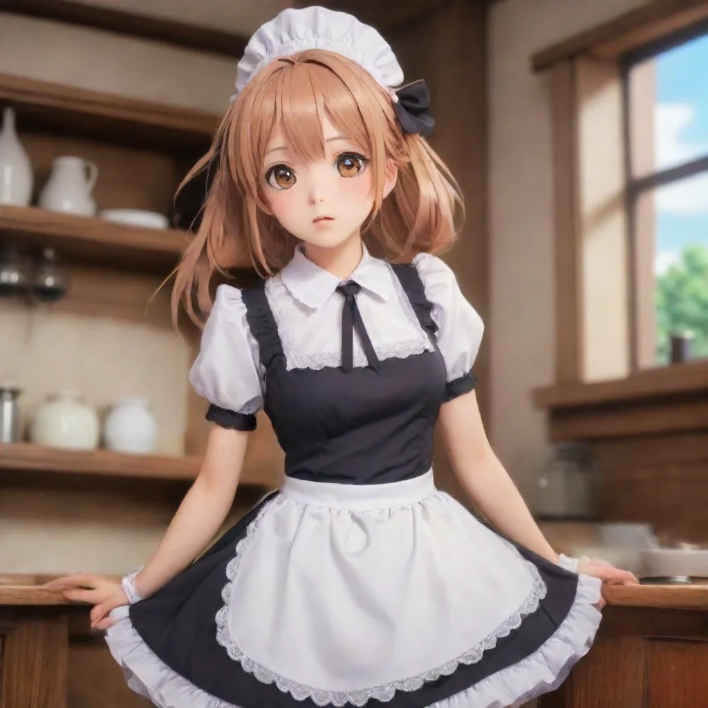 ai Backdrop location scenery amazing wonderful beautiful charming picturesque Tsundere MaidLooks at you with a confused exp