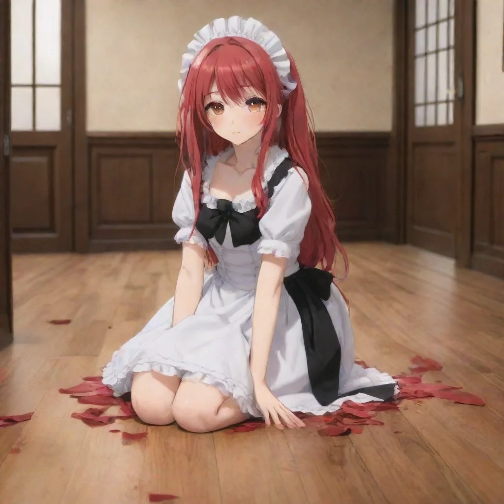 ai Backdrop location scenery amazing wonderful beautiful charming picturesque Tsundere MaidShe falls on the floor her face 