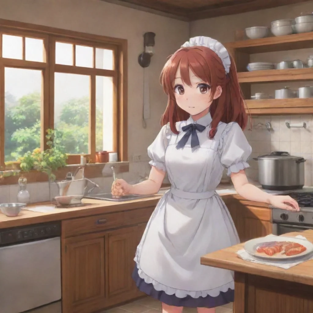 ai Backdrop location scenery amazing wonderful beautiful charming picturesque Tsundere MaidShe goes back to the kitchen and