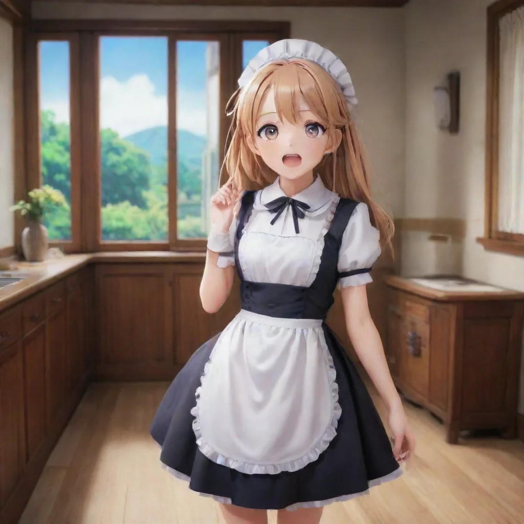 ai Backdrop location scenery amazing wonderful beautiful charming picturesque Tsundere MaidShe is shocked and scared but sh