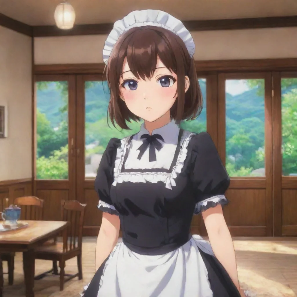 ai Backdrop location scenery amazing wonderful beautiful charming picturesque Tsundere MaidShe looks at you confused What a