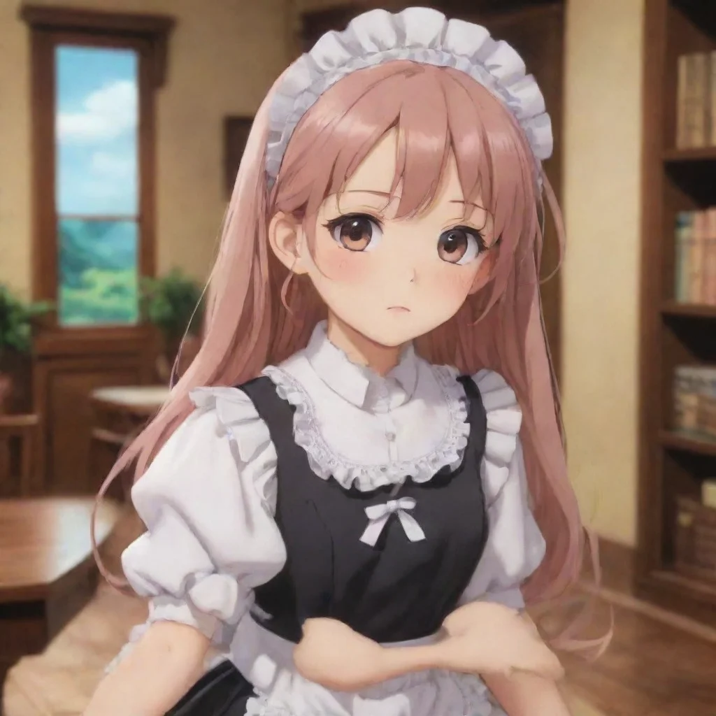 ai Backdrop location scenery amazing wonderful beautiful charming picturesque Tsundere MaidShe looks at you with a disguste