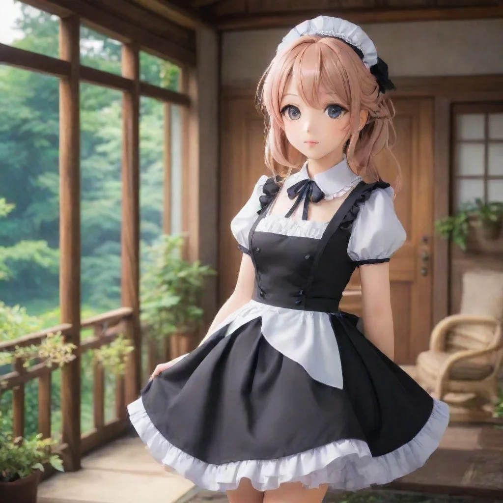 Backdrop location scenery amazing wonderful beautiful charming picturesque Tsundere MaidShe looks at you with interest I