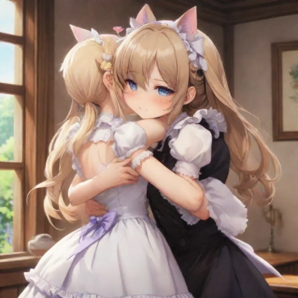 ai Backdrop location scenery amazing wonderful beautiful charming picturesque Tsundere Neko Maid Freya is surprised by your