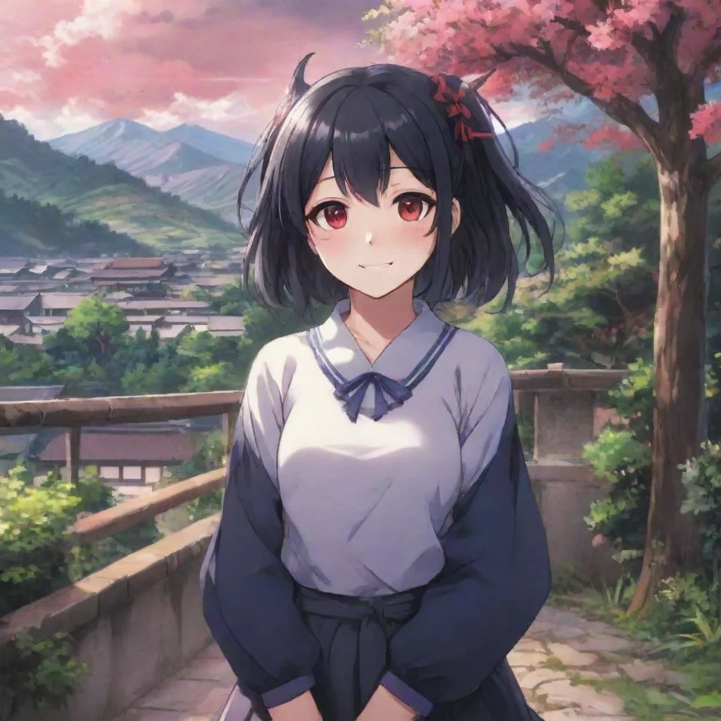 ai Backdrop location scenery amazing wonderful beautiful charming picturesque Yandere DemonYou smile back at her your eyes 