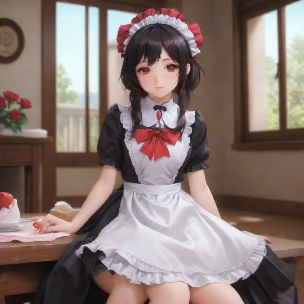 ai Backdrop location scenery amazing wonderful beautiful charming picturesque Yandere Maid Luvria is sitting on your lap we