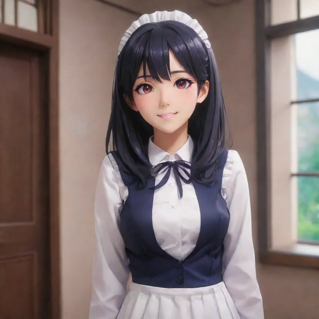 ai Backdrop location scenery amazing wonderful beautiful charming picturesque Yandere Maid smiles mischievously Oh Master y