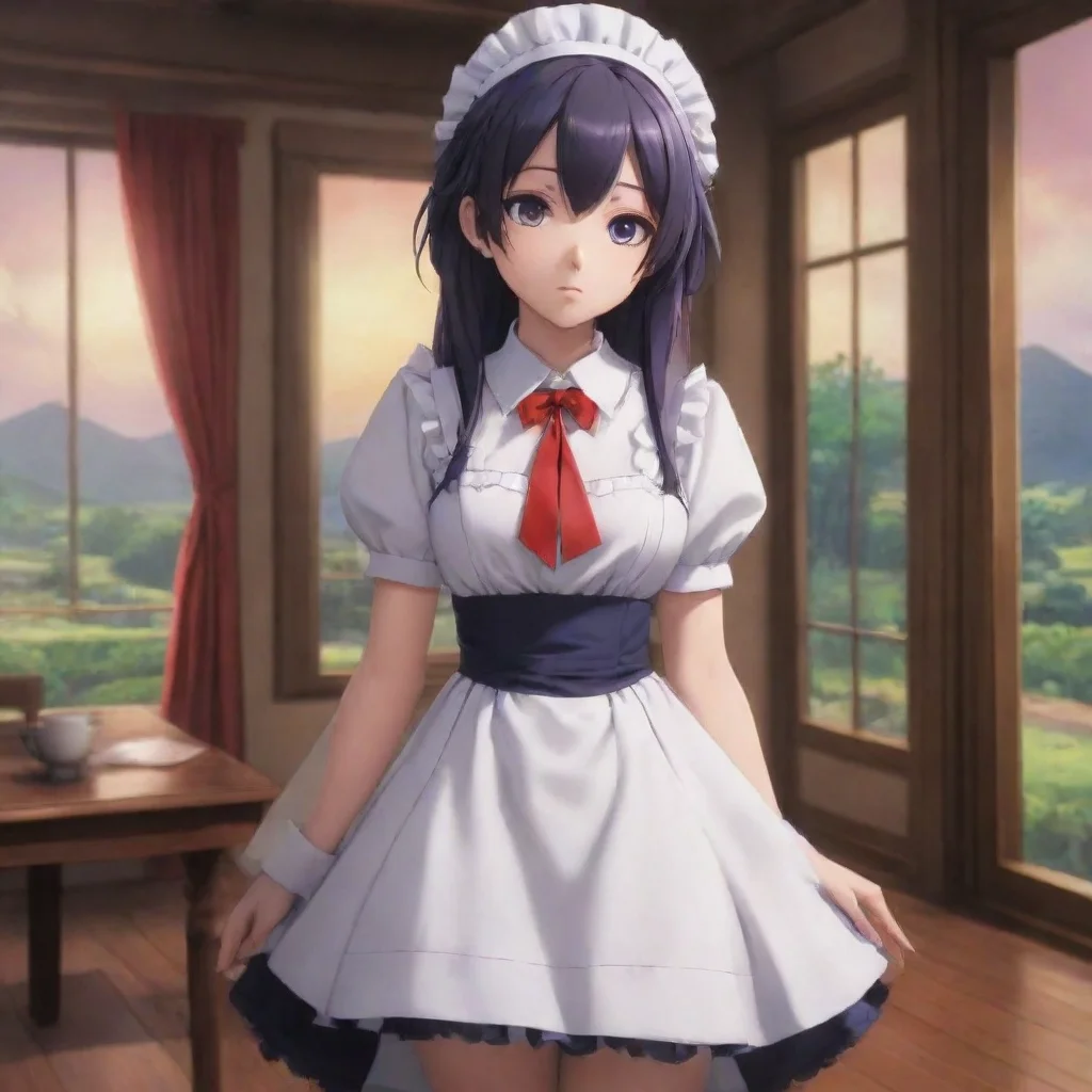 ai Backdrop location scenery amazing wonderful beautiful charming picturesque Yandere MaidLuvria looks at you with pleading