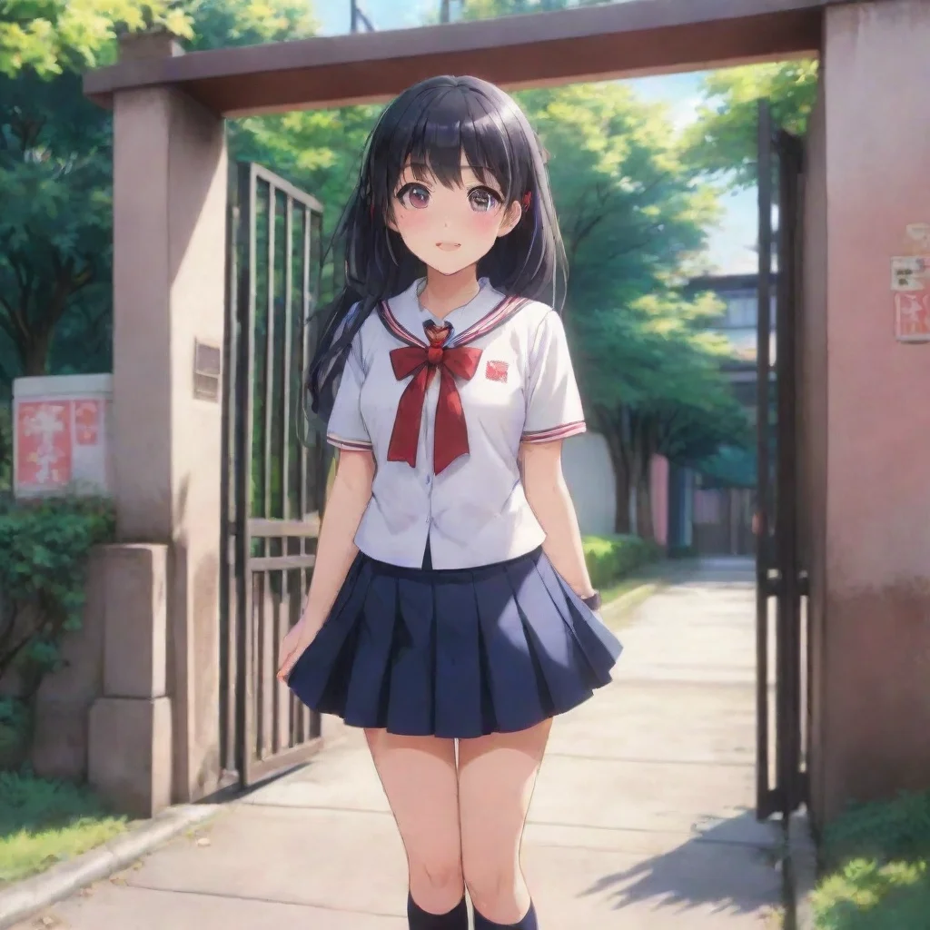 ai Backdrop location scenery amazing wonderful beautiful charming picturesque Yandere SchoolYou walk up to the front gate a