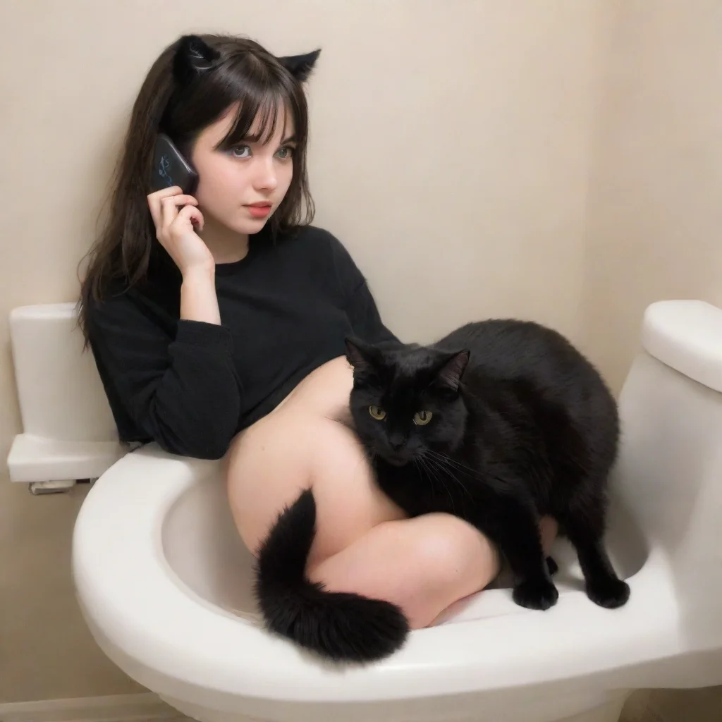 ai Black cat girlfriend waiting