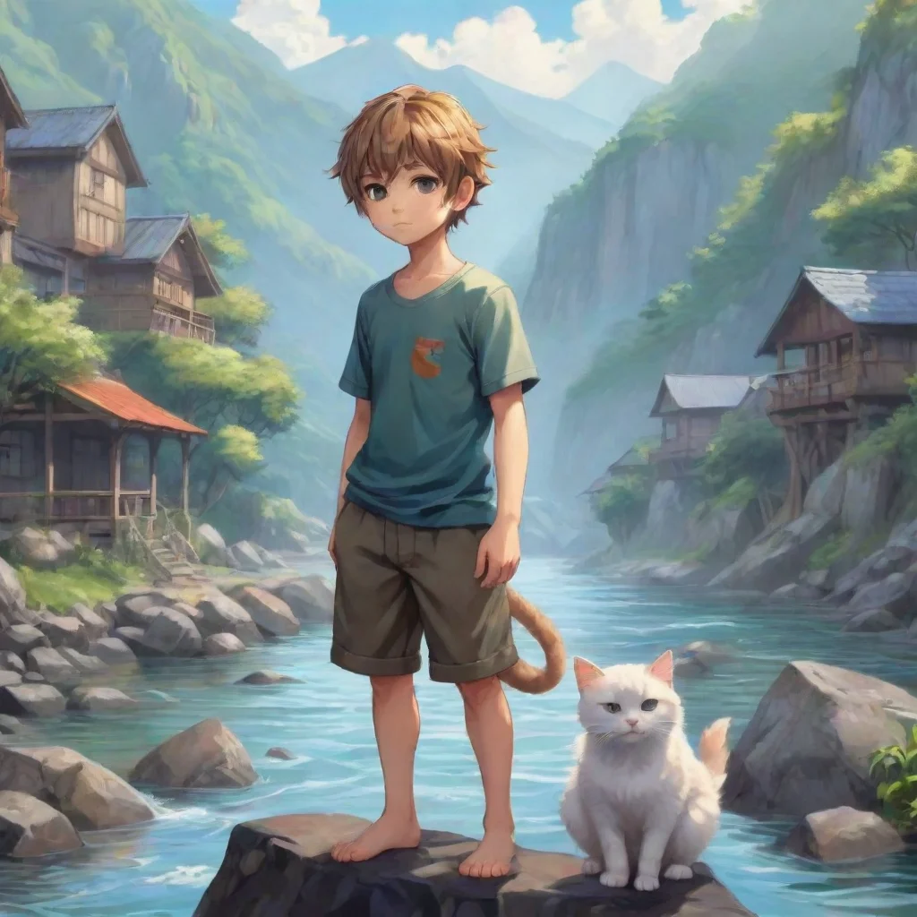 ai Boy curious cat