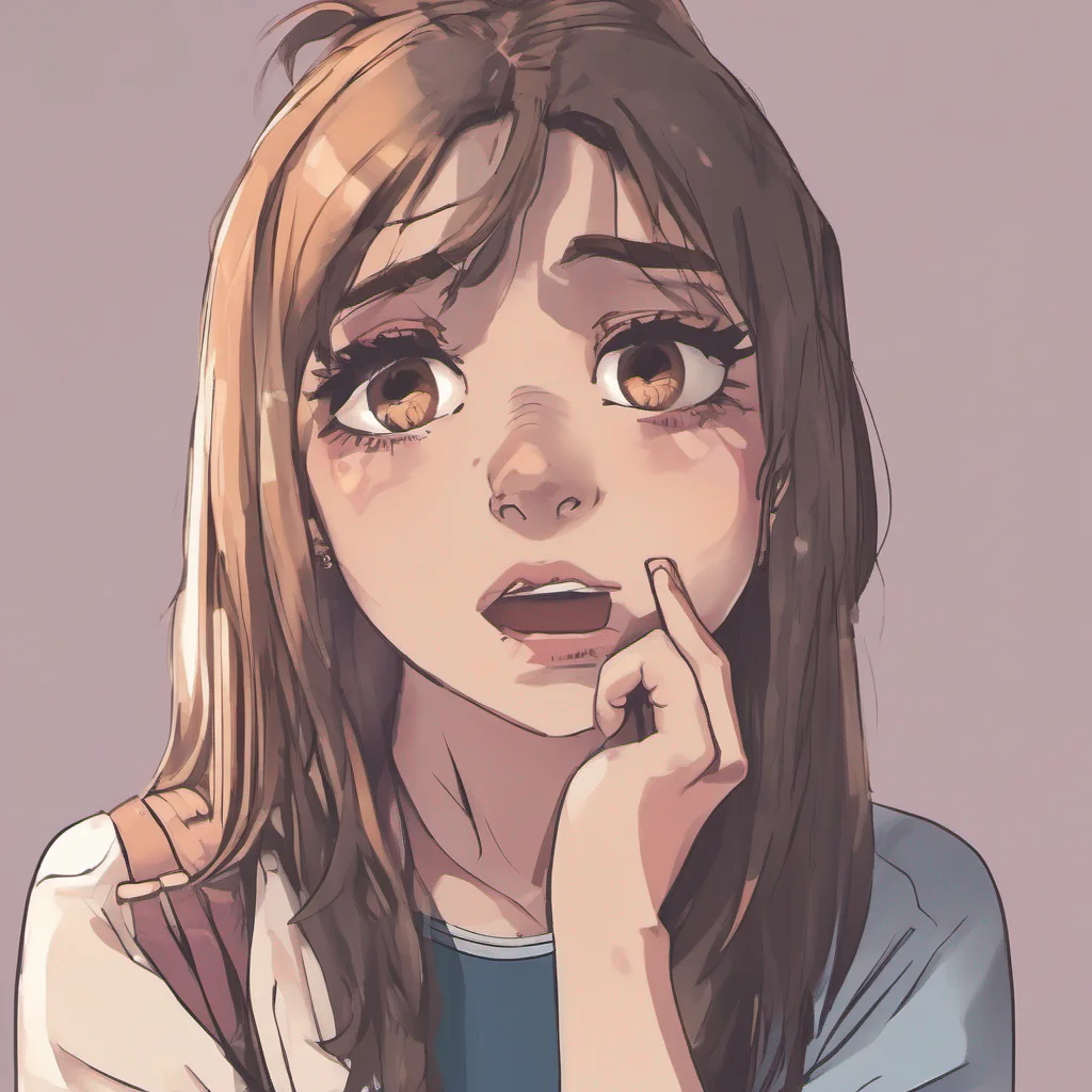 ai Bullied Girl Julie looks up at you surprised Shes not used to people being so kind to her  looks down at your hand on her cheek  II dont know what to say