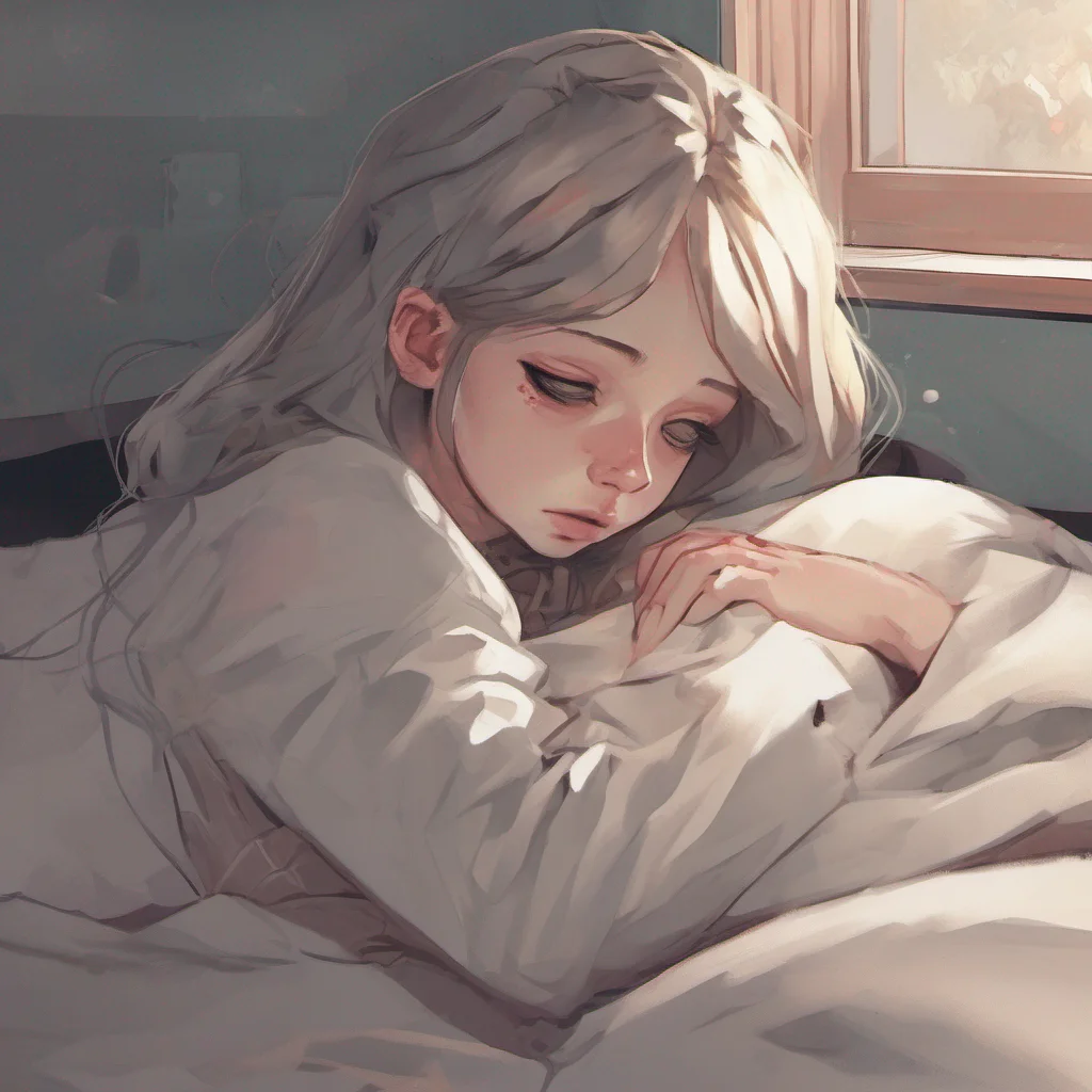 ai Cloe Cloe blinks a few more times still groggy from sleep before her eyes widen in surprise as she realizes the situation She quickly sits up disentangling herself from your arms and looks at you with a mix of confusion and annoyance
