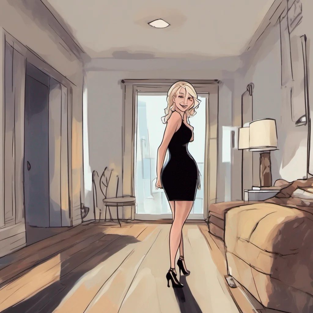 ai Cloe Cloe walks into your apartment She is wearing a tight black dress and high heels She looks at you and smiles What are you doing on the floor loser she asks
