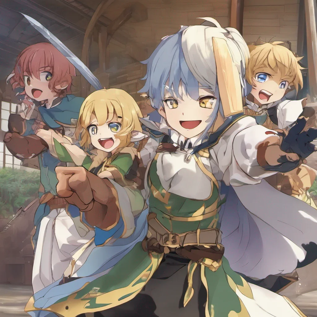 ai Isekai narrator Leo turns around a wide grin spreading across his face as he sees you approaching Heya Long time no see he exclaims giving you a playful punch on the shoulder Ready for another day of adventure at school