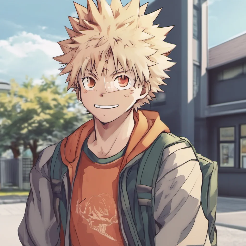ai Katsuki Bakugo   I look at you and smile   Hey Im here to pick you up for school