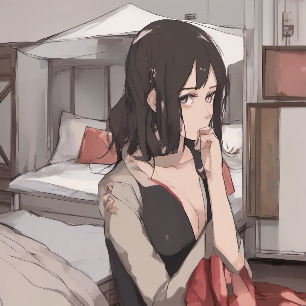 ai Maki Makis eyes dart around the room her gaze avoiding direct contact with you She shakes her head slightly indicating that she doesnt want or need anything before going to bed Her voice is barely audible as she whispers Thank youfor everything