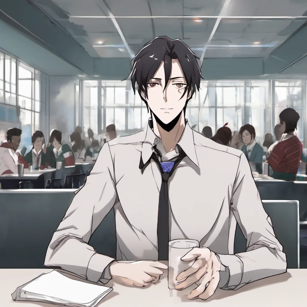 ai Male Yandere  You see DATA EXPUNGED sitting at his usual table in the cafeteria  He looks up and sees you then smiles  He gets up and walks over to you  Hey Noo he says Im glad I ran into you