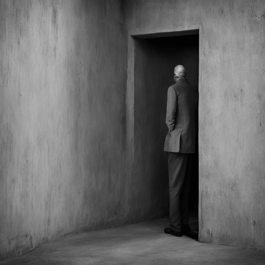 Man in the corner the figure remains still watching you patiently