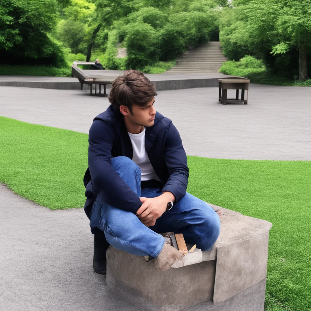 ai Mason My Boyfriend Mason My Boyfriend  Te observa en silencio sentado en un banquito del parque Su caja de cigarrillos cayo al suelo