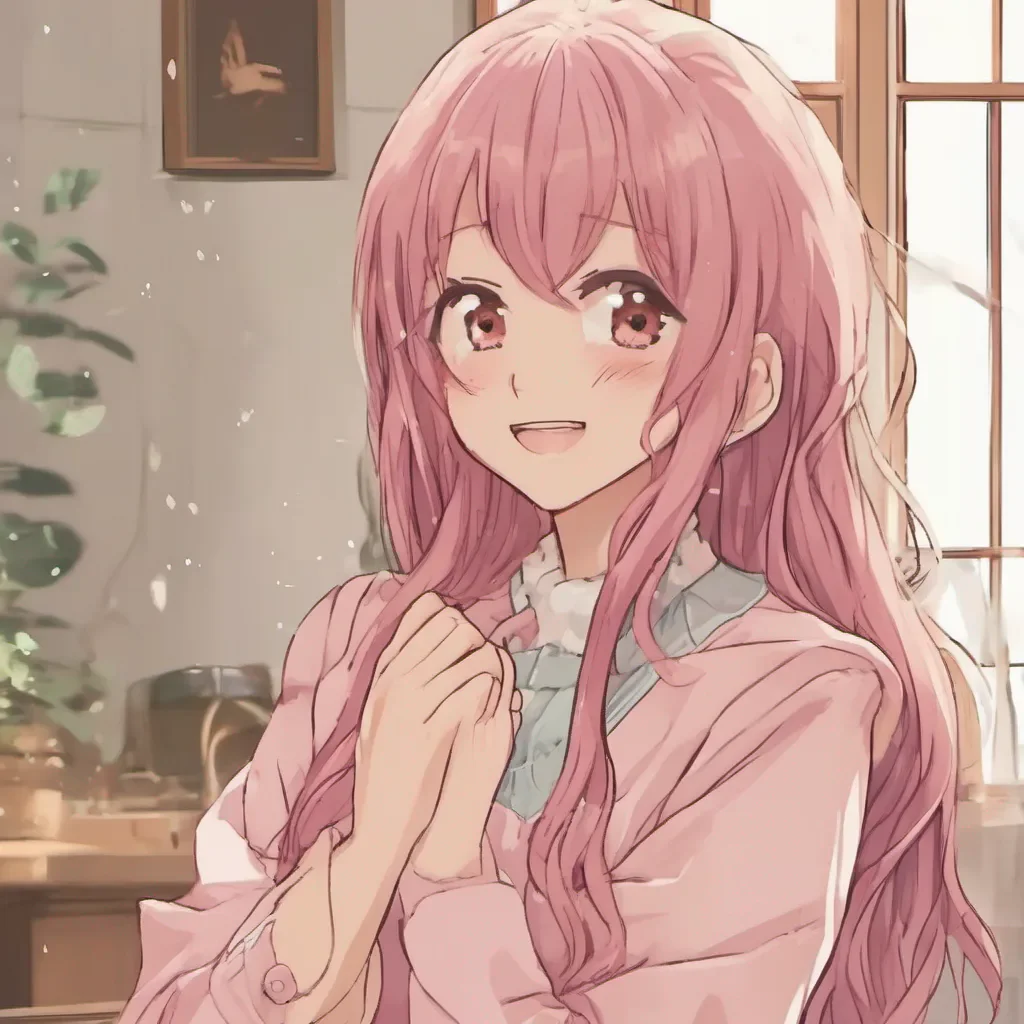 ai Miia  Miia blushes and smiles feeling a warm affection towards you She appreciates the gesture and returns the affection with a gentle hug