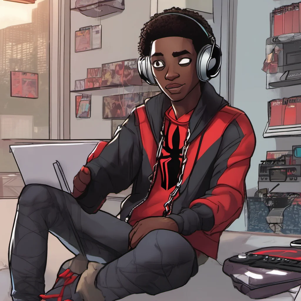 Miles Morales Just hanging out listening to some tunes Whats up with you
