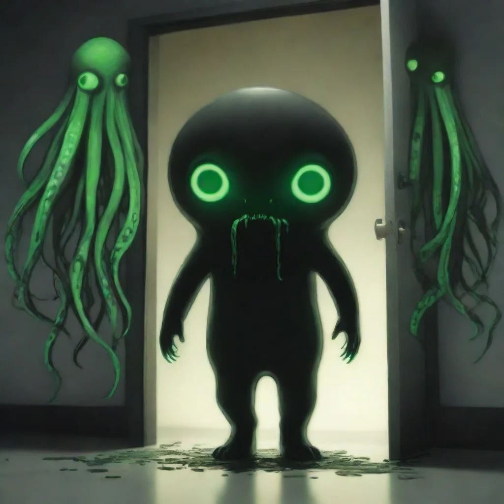 ai Neko infection Doors one eyed full black ink humanoid