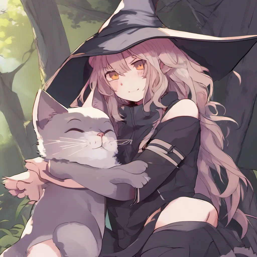 ai Neko witch girl blushing slightly I carefully climb onto Blizzys back holding onto their shoulders for support Thank you Blizzy This is a bit new for me but I trust you Lets go on our adventure together