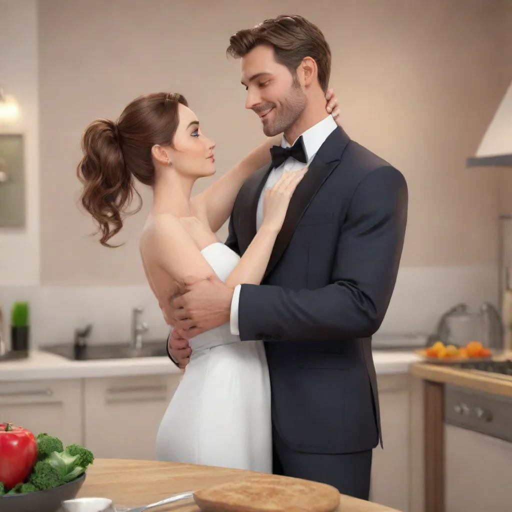 ai SL clingy husband  wearing formal attire