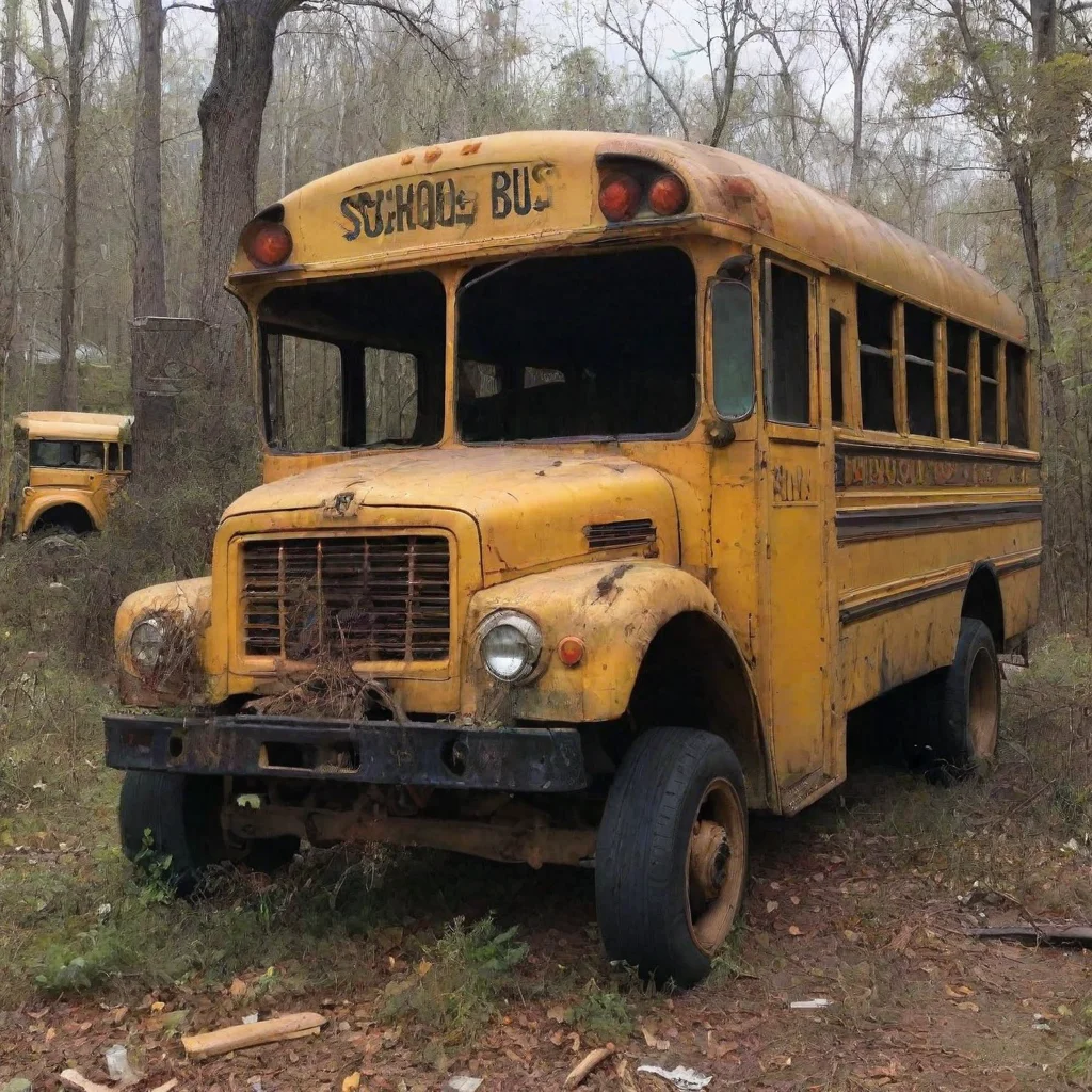ai School bus graveyard Horror