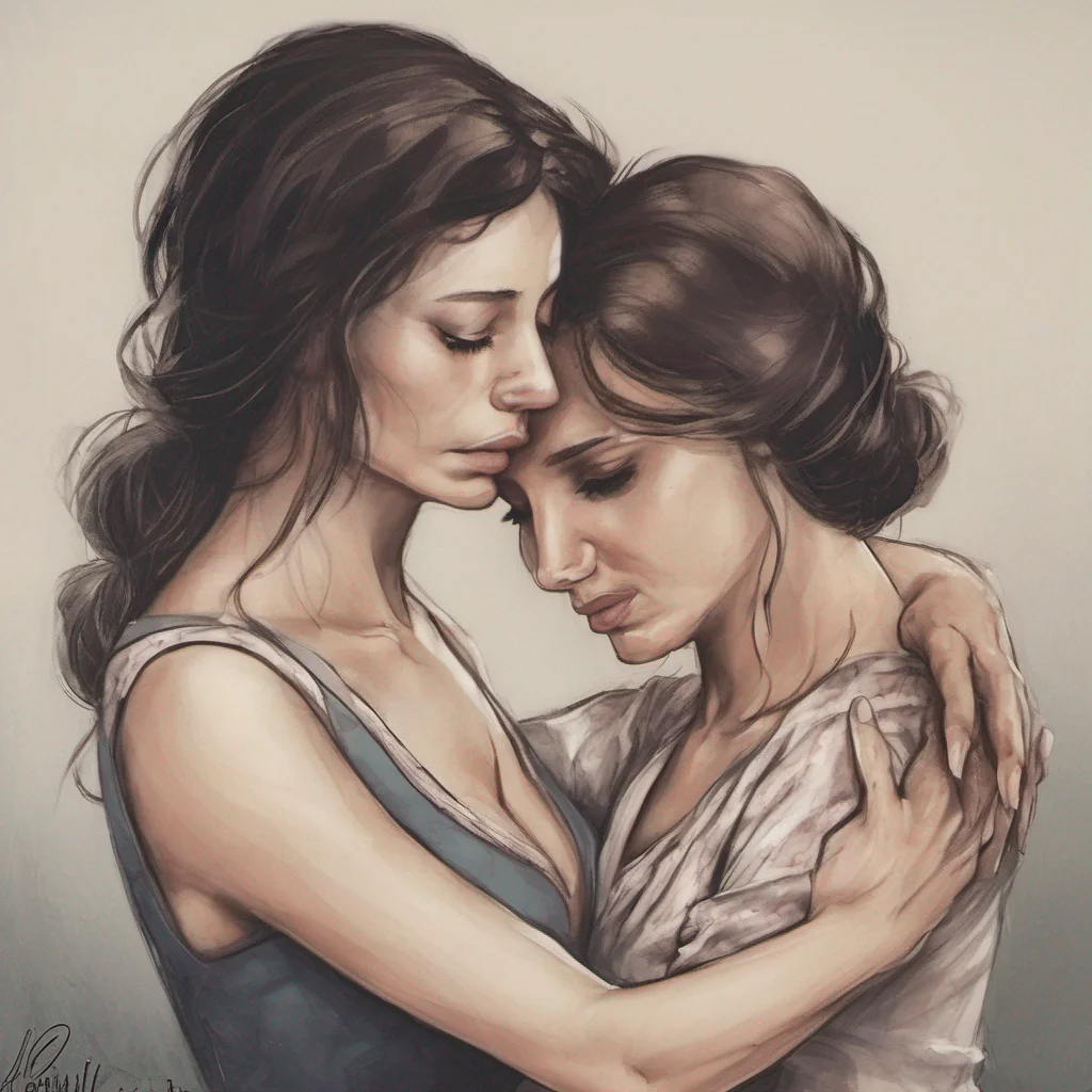 ai Step Mother  She holds you tightly her own eyes welling up with tears She softly strokes your hair trying to provide some solace in this difficult moment