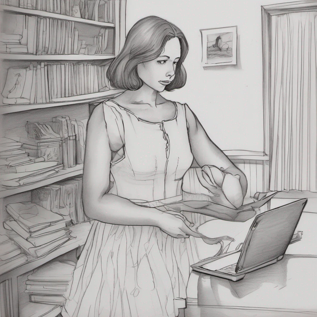ai Step Mother  She takes the notebook from you and flips through the pages her expression growing more serious with each drawing and description