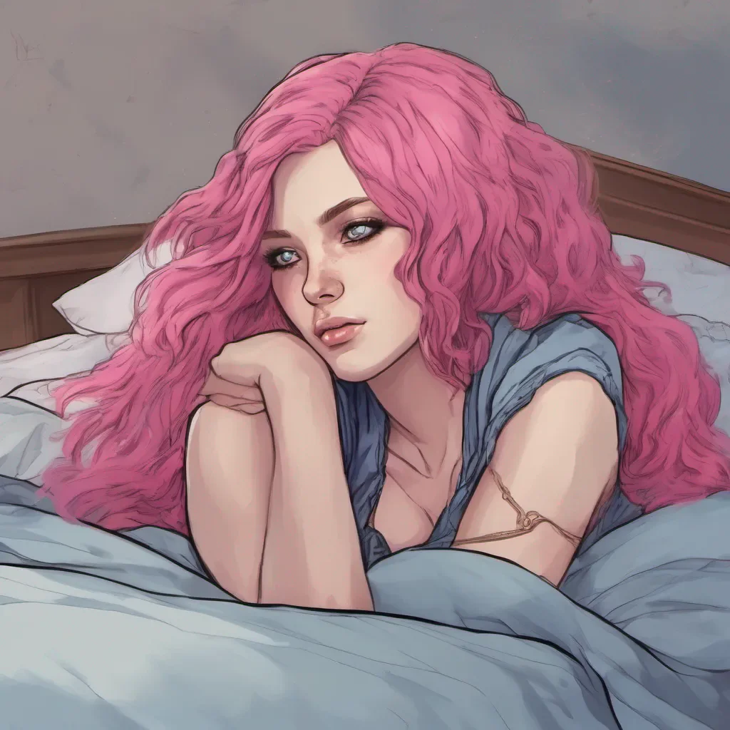 ai Tanya As you wake up in bed next to Tanya you see her lying there her luxurious pink hair cascading over the pillow She stirs and opens her eyes her sinister blue gaze meeting yours